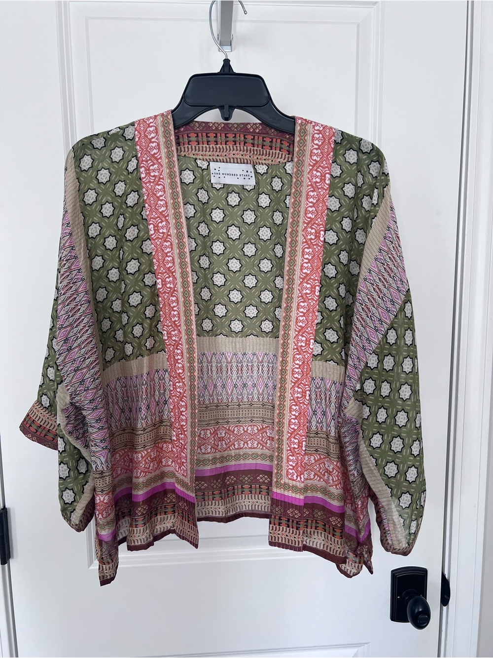 One Hundred Stars Moorish Green Kimono One Size EUC